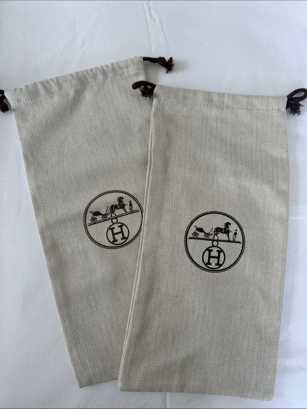 Hermes Beige Cotton Set Dust Bags Travel Storage Bags